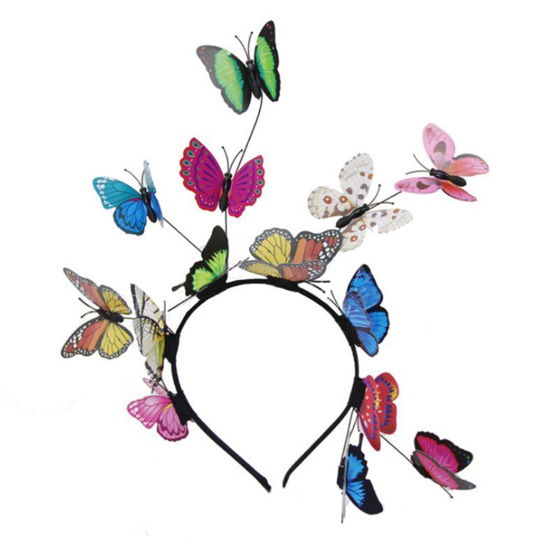 

Women Girls Forest Fairy Fascinator Headband Colorful Flutter Butterflies Insect Wild Hair Hoop Woodland Photo Headpiece