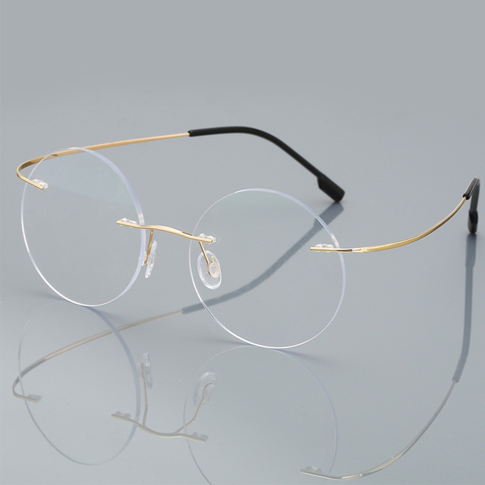 

Anti-blue Ray Rimless Reading Glasses Men Women Round Titanium Alloy Frame Prescription Presbyopia Eyeglasses +1.50+2.00+2.50