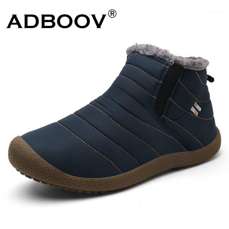 

ADBOOV Winter Classic Snow Boots Women Fur Lining Flat Ankle Boots Plus Size 35-42 Waterproof Outdoor Shoes Woman Bota Feminina1, Black