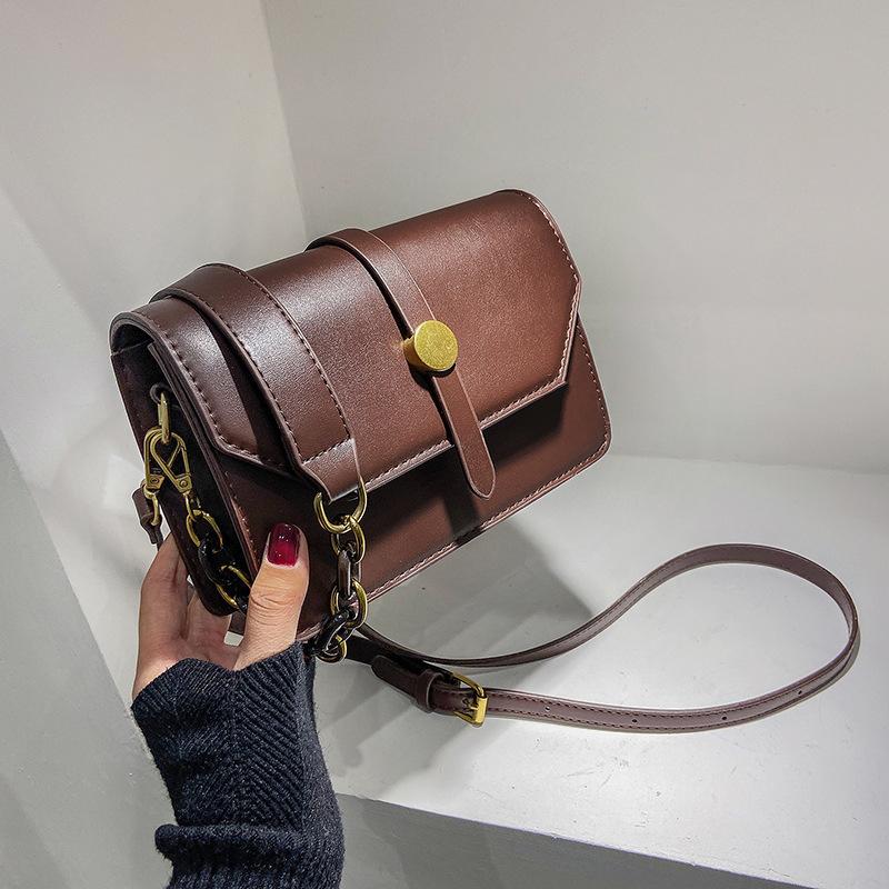 

Brand Desiger PU Leather Women's Shoulder Bag Fashion Chain Handbag Small Flap Crossbody Bag, Coffee
