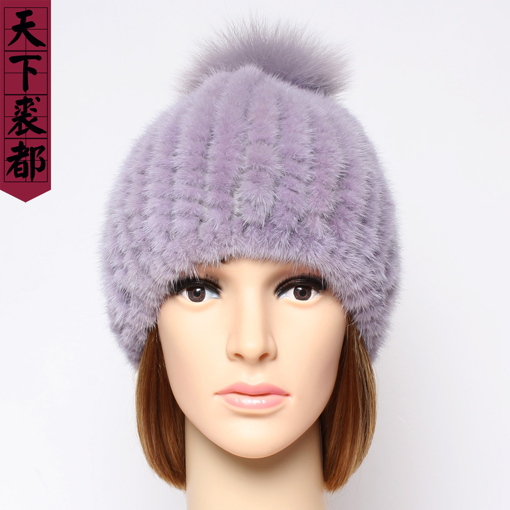 

2020 Winter Genuine Real Hat Women Warm 100%Natural Real Knitted Hat Brand Fashion Authentic Caps, Black