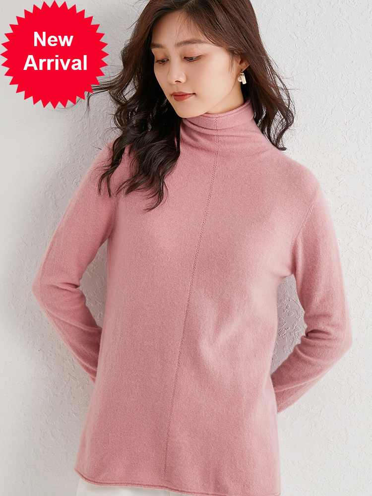 

2021 New Linha Mediana De Gola Camisola 100% Semi-worsted Libral Jumper Pullover l Pura Das Mulheres Completo Novo Suave Plhv, Beige hthr