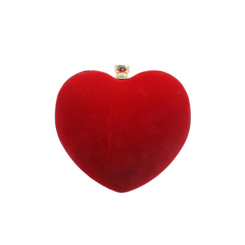 

trendy heart shape velvet clutch bag elegant lady woman girl female evening bags, Black