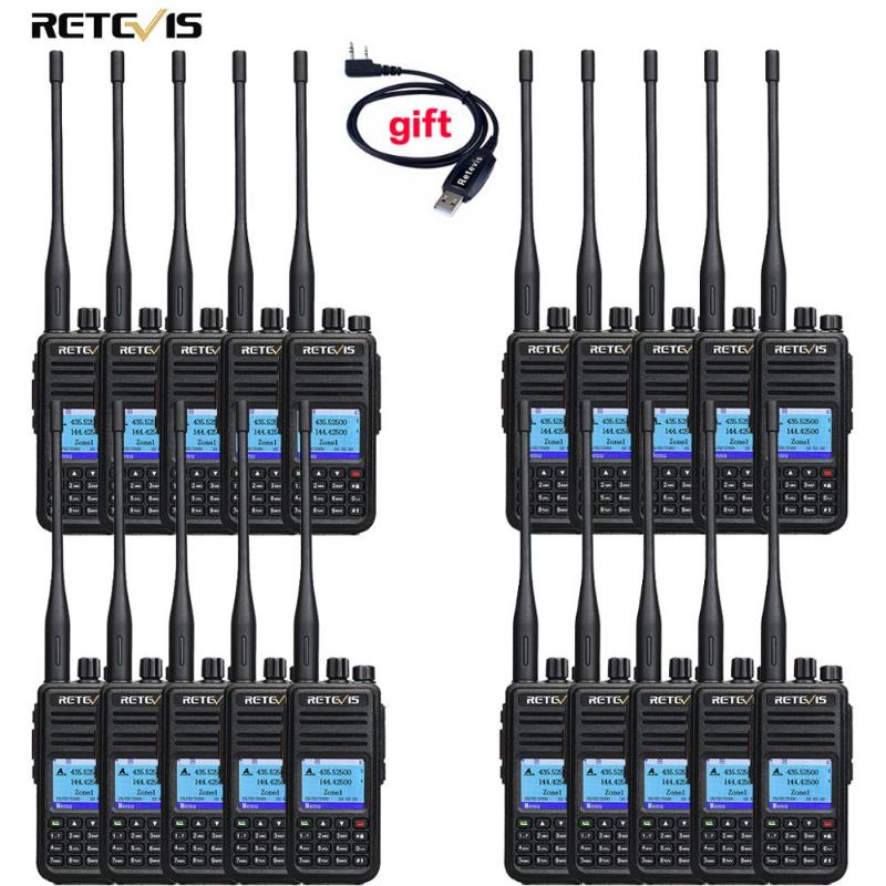 

RETEVIS RT3S DMR Radio Digital Walkie Talkie GPS Ham Radio Amador 5W DMR VHF UHF Dual Band 20PCS Compatible with Mototrbo/TYTw
