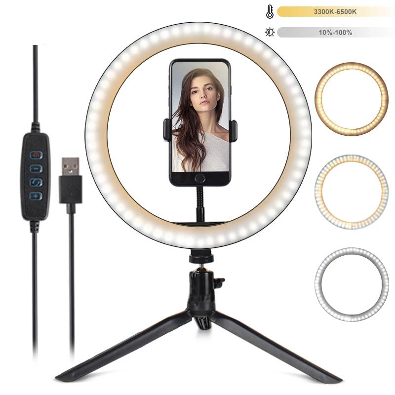 

Phone LED Light Ring Tripod Professional Photography Lamp Youtube Dimmable Photo Studio Selfie LED Ring Light Phone Holder