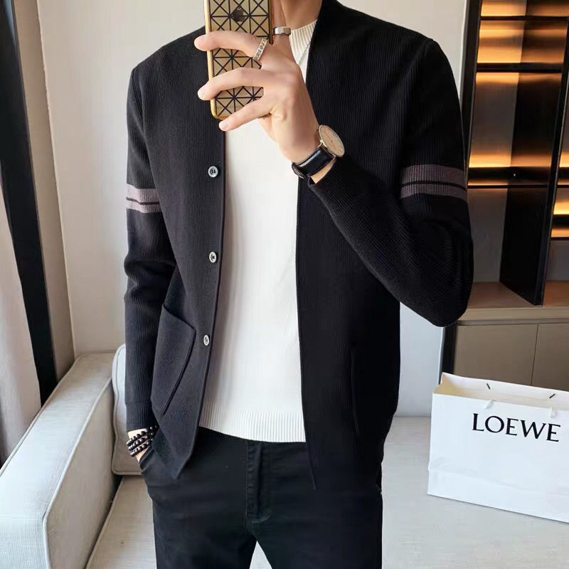 

2021 New Spring and Autumn Knit Fashion Youth Seat Sweater Male Cardigan Knitted Jacket CXSG, Xl
