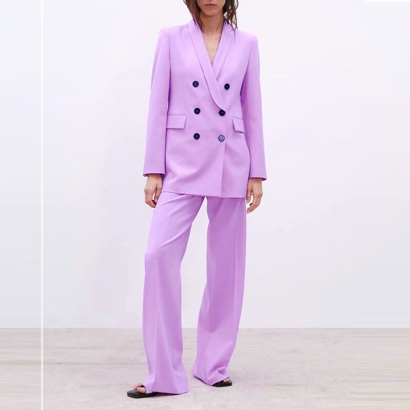 

Bella Philosophy Women Chic Yellow Blazer Double Breasted Long Sleeve Office Wear Coat Solid Female Casual Outerwear Tops 201106, Yellow pants