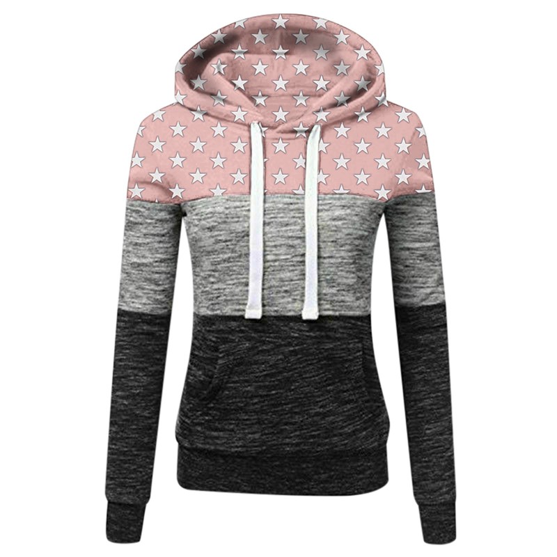 

Fashion Autumn Long Sleeve Women Hooded Sweatshirt Casual Patchwork Print Pullovers Tops 2020 Lady Plus Size Hoodies Streetwear, Wine