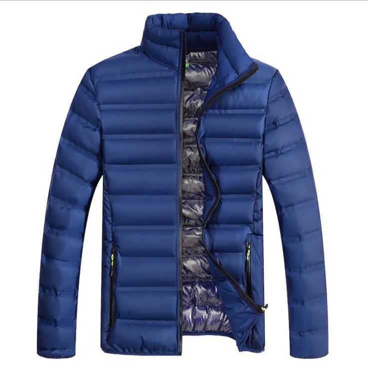 

2020 Fashion Stand Collar Male Parka Jacket Mens Solid Thick Jackets and Coats Man Winter Parkas, Black