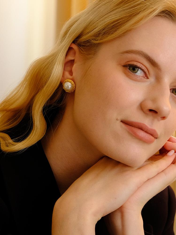 

Timeless Wonder Gorgeous Faux Pearl Geo Stud Earrings Women Jewelry Goth Cocktail Boho Top Ins Party Designer Bontique Rare 6226