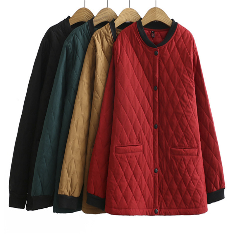 

2021 New Autumn and winter cotton clothes plus size female sister keeps warm, thin, loose, elegant, simple Z3QV, Green