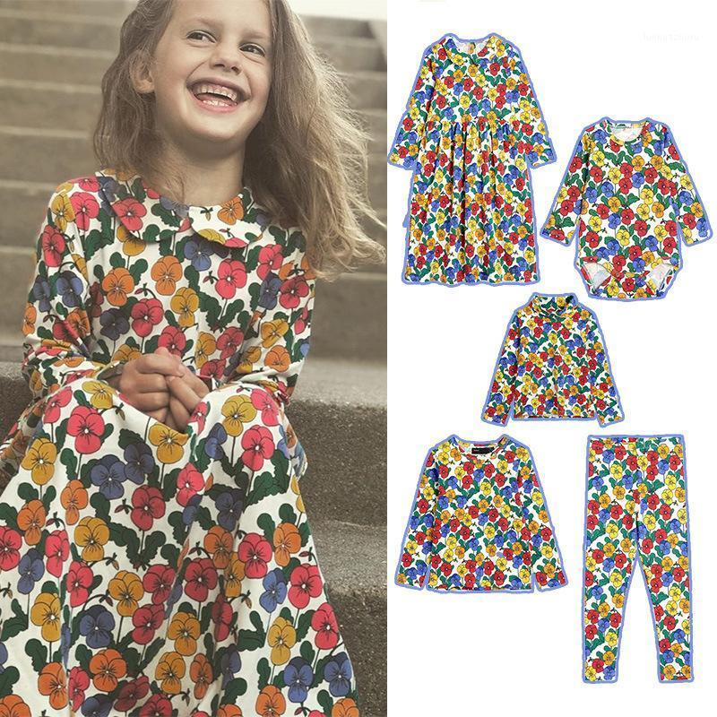 

MINI Brand Kids Clothes T-shirts 2020 Autumn Girls Full Floral Pattern Dress Cotton Fashion Baby Romper Girl Boys Casual Pants1, Top