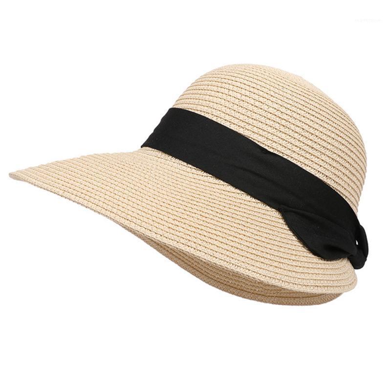 

Women Gifts Holiday Foldable Beach Big Wide Brimmed UV Protection Sun Hat Straw Cap Summer Vacation Outdoor Elegant Sunproof1, Dark coffee