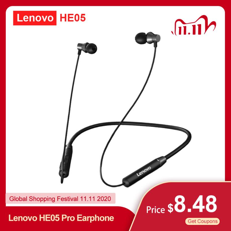 

Lenovo HE05 Pro Wireless Bluetooth 5.0 Earphone In-ear Gaming Headset IPX5 Waterproof Sport Headphone with Noise Cancelling Mic, Black