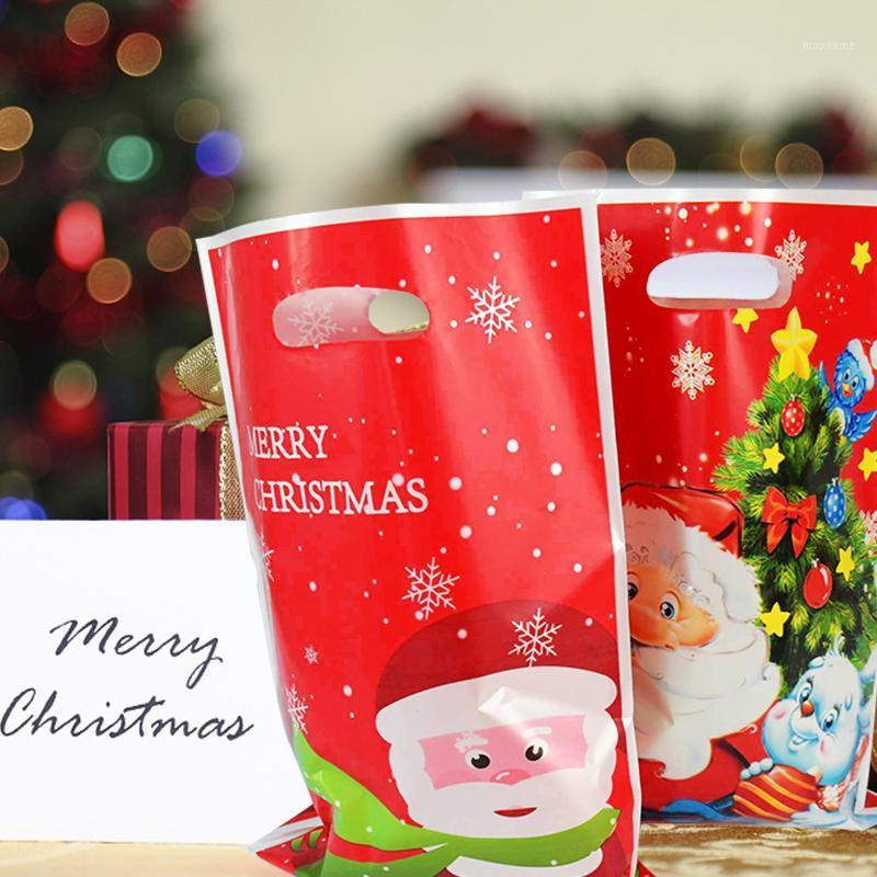 

10pcs Merry Christmas Candy Gift Bag Christmas Tree Santa Claus Plastic Bag for New Year Baking Biscuit Cookies Package Supplies1