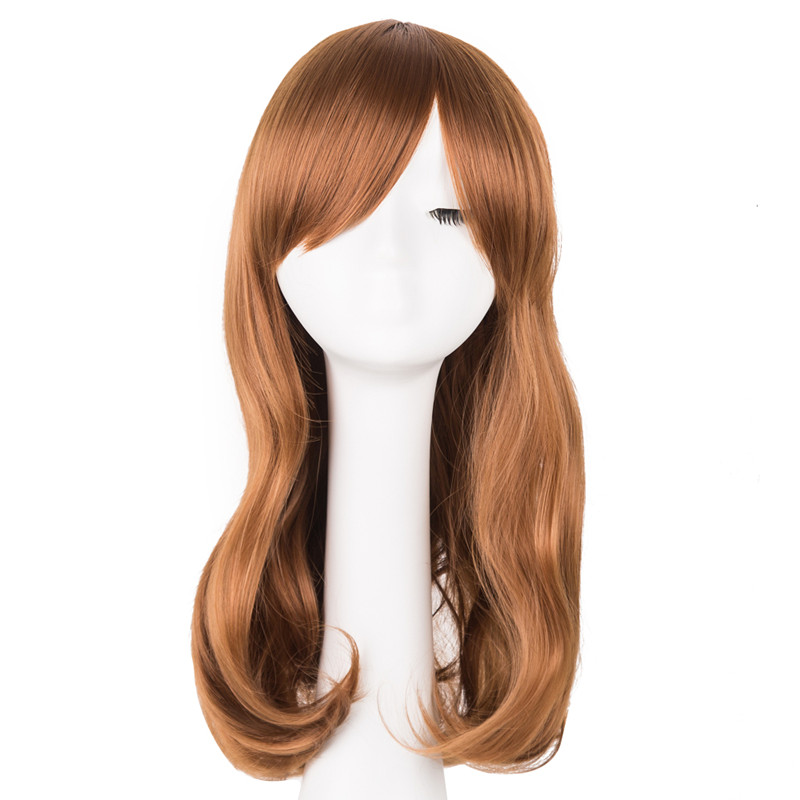 Costume Accessories Fei-Show Synthetic Heat Resistant Medium Yellow Blonde Wavy Wig Inclined Bangs Hair Costume Cosplay Carnival Halloween H-image-751017683