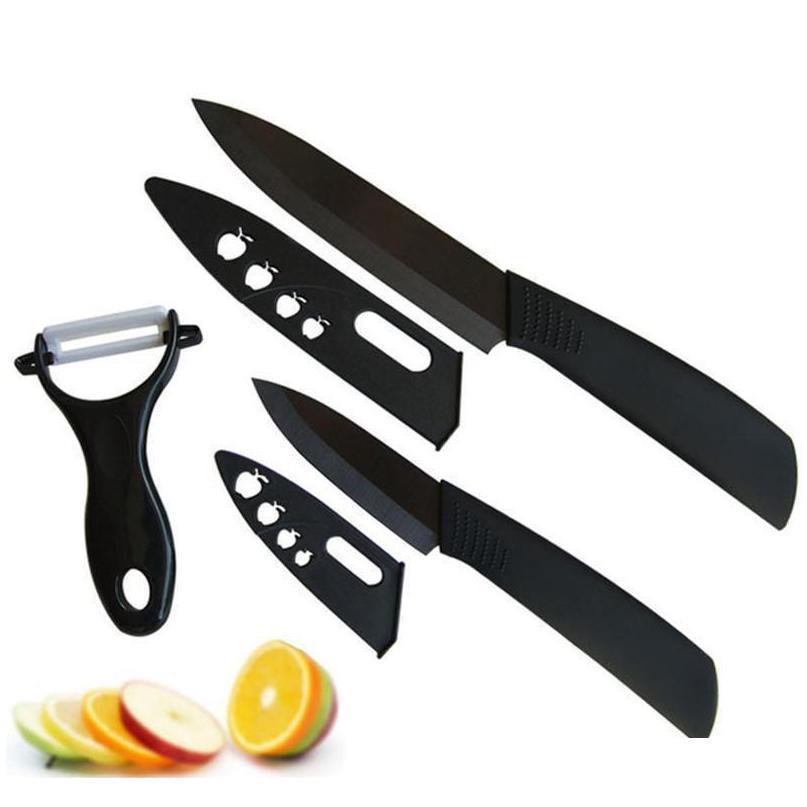 

Super Quality Black Blade Ceramic Knife 3Pcs Set 3 Inch+5 Inch+Peeler +Covers Ceramic Knife Sets Kitchen Knife Kossg