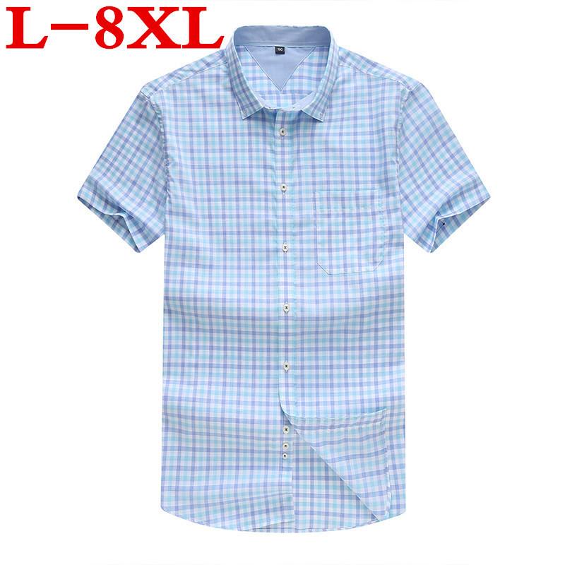 

New 10XL9XL 8XL brand big men casual shirts short sleeve plaid sotton Loose fit dress shirt plus size clothing for business