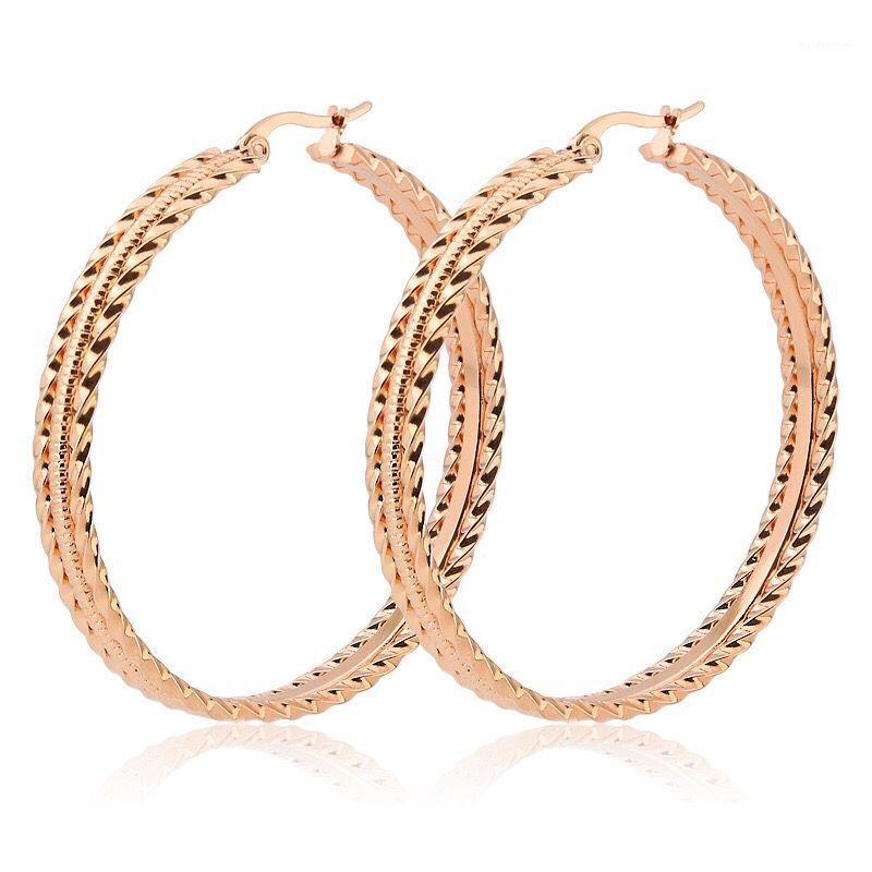 

MxGxFam Titanium steel Rope 3 Circle Hoop Earrings (1pair) Jewelry For Fashion Women 18 K / Black / White Rose Gold Color1