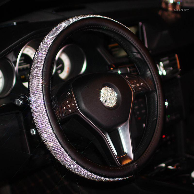 

Steering Wheel Covers Luxury Crystal Car For Women Girls Leather Rhinestone Wheels Interior Accessories