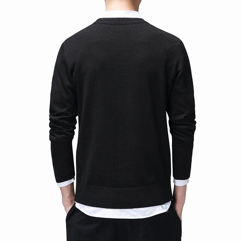 

winter sweater men's Korean version of the trend ins personality round-necked hong Kong wind sweater men's new clothes, Black
