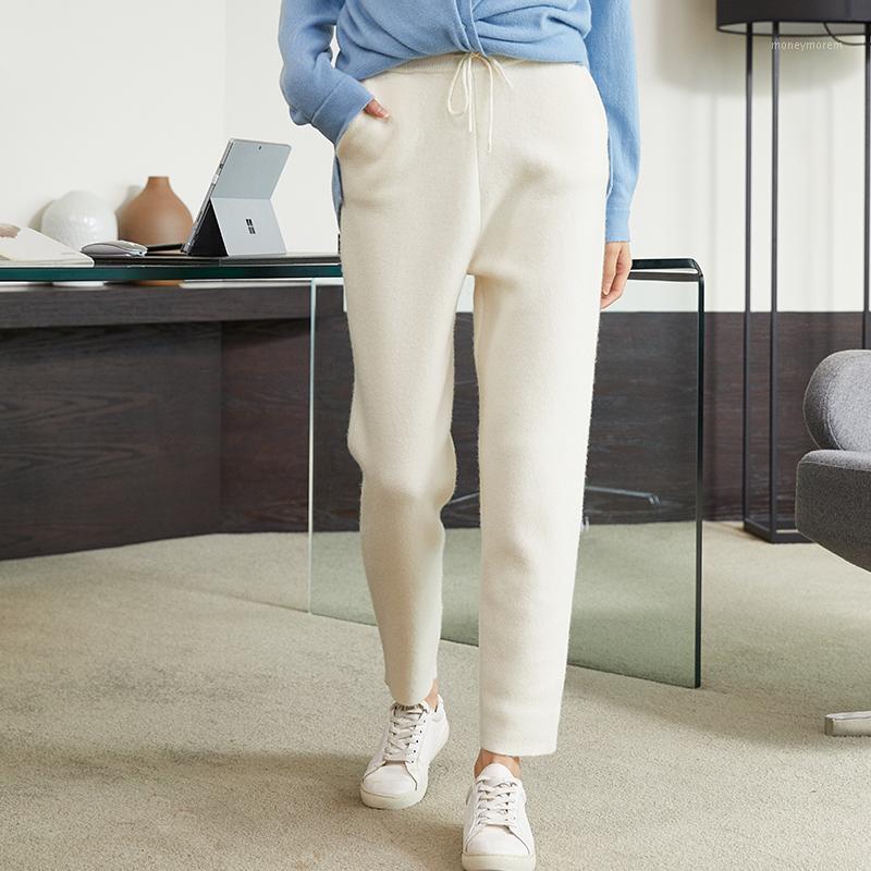 

10% Cashmere Knitted Thick Skinny Pencil Pants 550g Dense Wool Long Trousers Soft Women Winter All-Match Casual Must Have #11X1, Black
