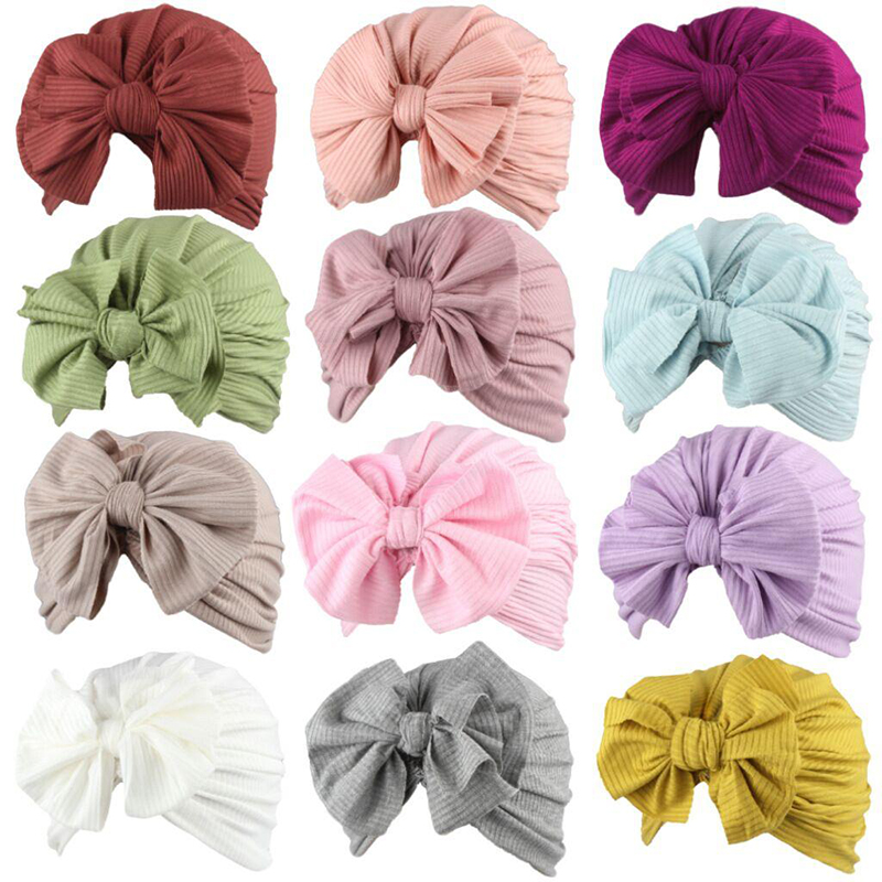 

Baby Hat Cotton big Bow Turban Hat Baby Photography Props Kids Beanie Infant Accessories Baby Cap for Girls Boy Child caps, Pls remark
