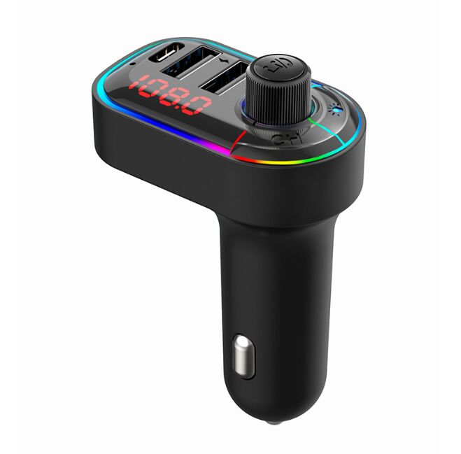 

C12 Bluetooth 5.0 fm transmitter hands-free car mp3 player 7+1 colorful lights usb PD Fast car charger support sirl