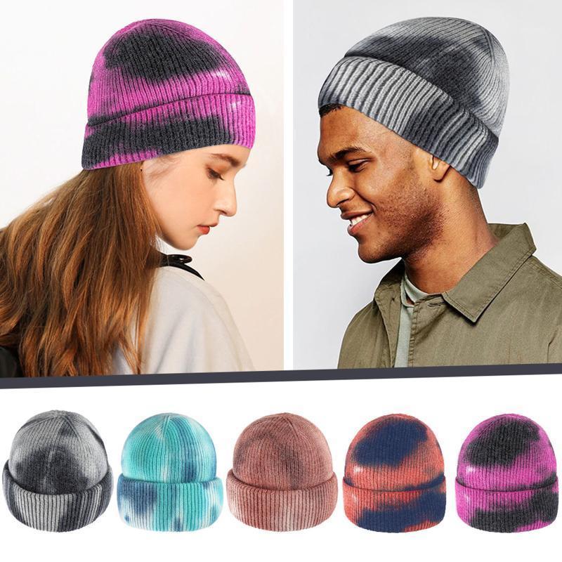 

New Fisherman Beanie Women 2020 Winter Hats Beanies For ladies Red tie dyed Bonnets Men Hip Hop Cap Short Hat Knitted Skull cap1