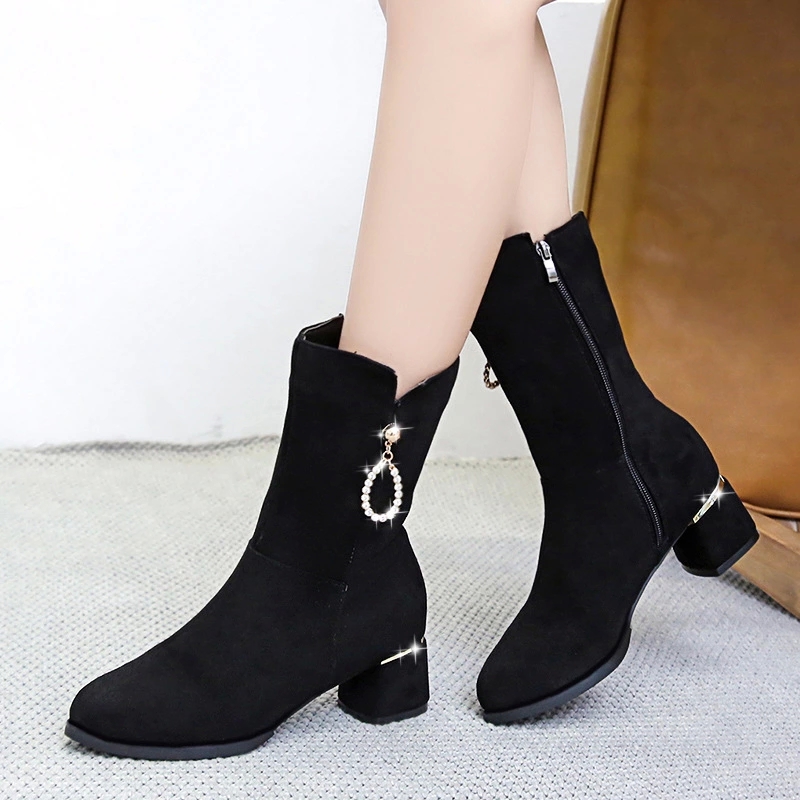 

2020 Fashion High Heels Boots Women Winter Shoes Warm Plush Cold Winter Women Ankle Boots Woman Party Shoes Black Botas A3036 #N83T