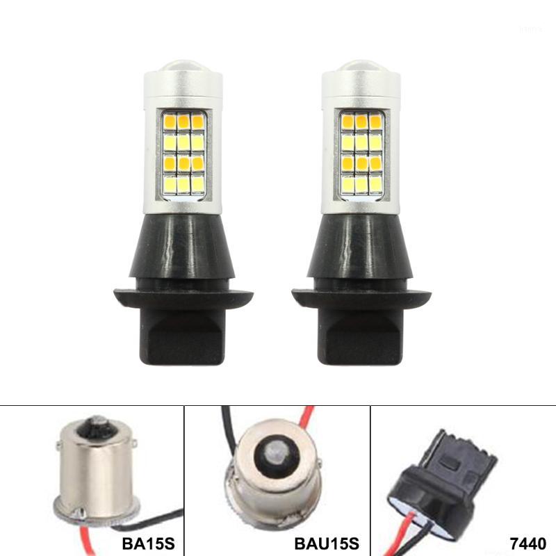 

Car S25 BA15S BAU15S 1156 2835 42SMD Dual Light Spot Light T20 7440 Switchback DRL Turn Signal Lamp 12V Canbus LED Bulb1
