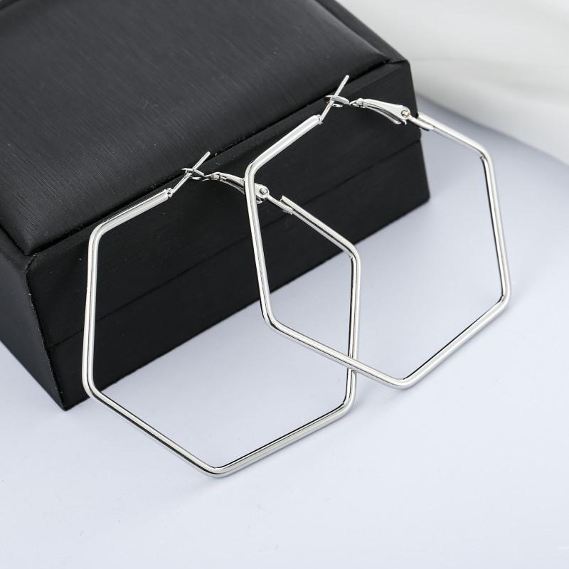 

Hoop & Huggie Fashion Large Hexagon Drop Earrings For Women 2021 Vintage Statement Simple Geometric Female Hanging Jewelry