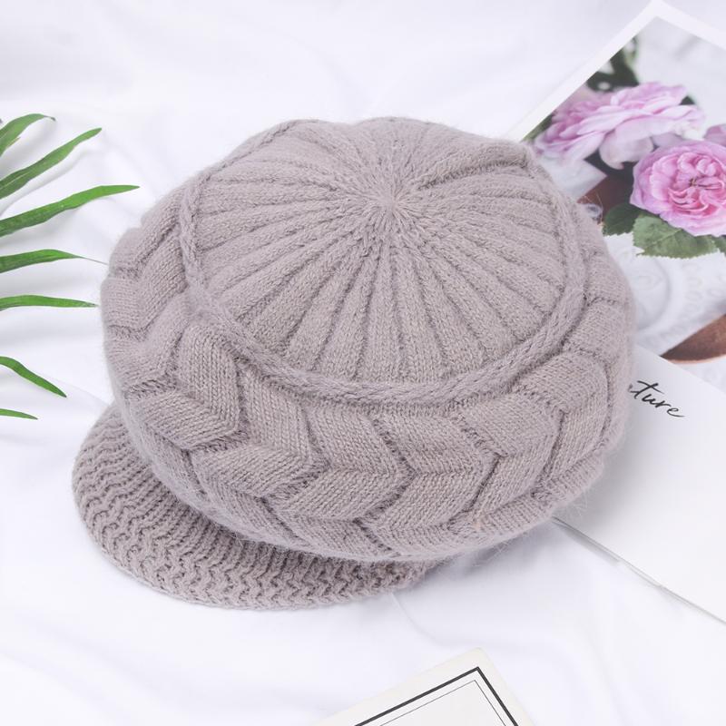 

Berets 2021 Design Women Knitted Beanie Hat Female Winter Warm Bonnet Hats Outdoor Fashion Solid Color Girls Caps, White