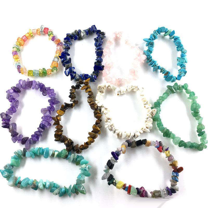 

Korean Strands Natural Stone beads Bracelets For Women Men colorful healthy Healing Crystal quartz Stone elasticity Bracelet Fashion Jewelry