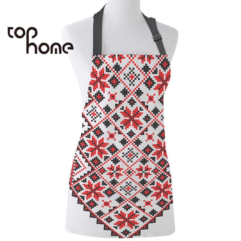 

Tophome Kitchen Apron Pixel Geometric Europe Ukraine Printed Comfortable Canvas Aprons Couples Kids Bib Cooking