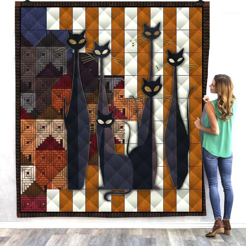 

Halloween cat cute 3D printed Quilt Blanket Kids Adults Bedding Throw Soft Warm Thin Office Blanket With Cotton Quilt style-81