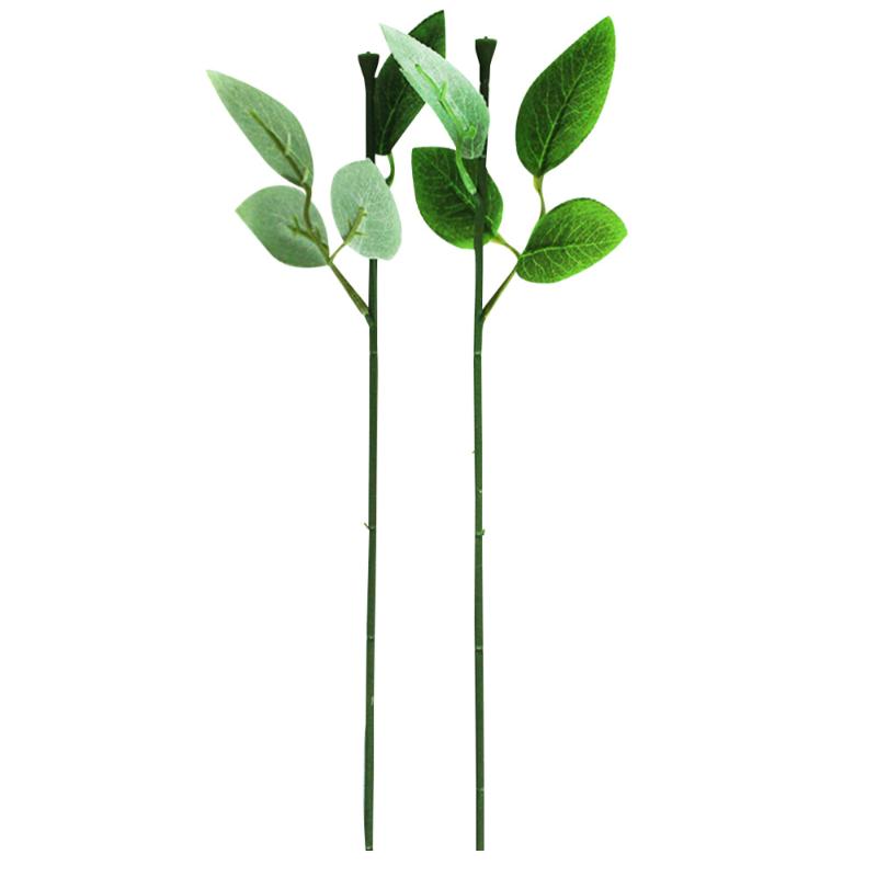 

30pcs Rose Flower Stem Single Branch with Leaves Rose Stem Decorative, Green