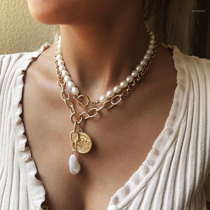 

PHYANIC Pearl Choker Necklaces Necklace For Women Girls Bohemian Necklace Carvd Coin Pendant Summer Trendy Jewelry Bijoux1