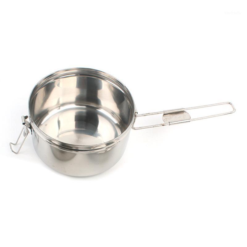 

Stainless Steel Outdoor Barbecue Clean Single Handle Mountaineering Portable Cookware Heat Resistance Camping Pot Set Non Stick1