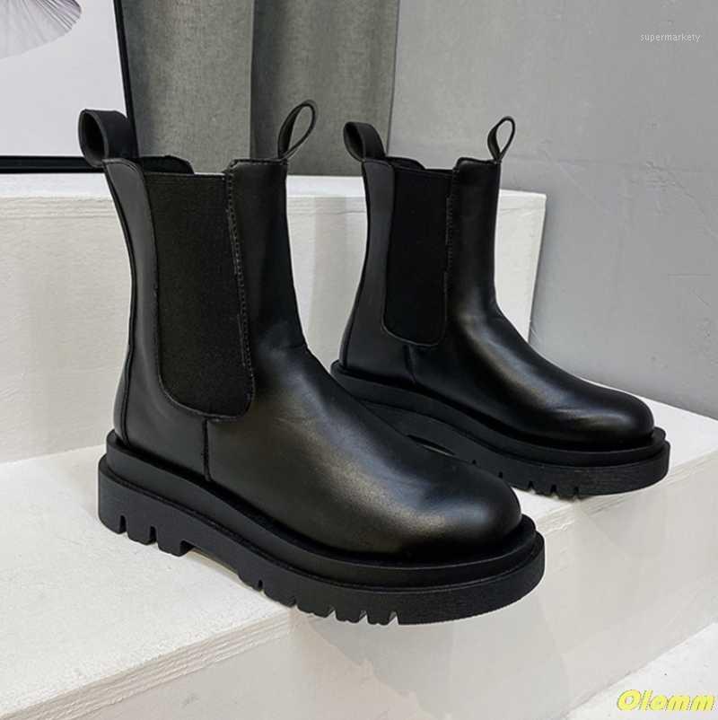 

Leather Women Boots Brand Fall Winter Warm Short Ankle Boots Platform Shoes Waterproof Water Shoes Non-Slip1, Black