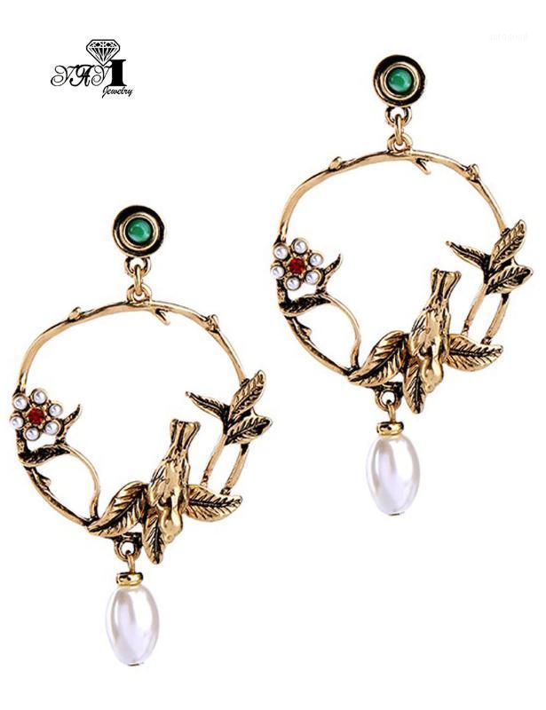 

YaYi Jewelry Fashion Multi Glass Rhinestone Dangle Crystal Earring Women's Fashion Ancient Gold Color Gem Earrings Gift1