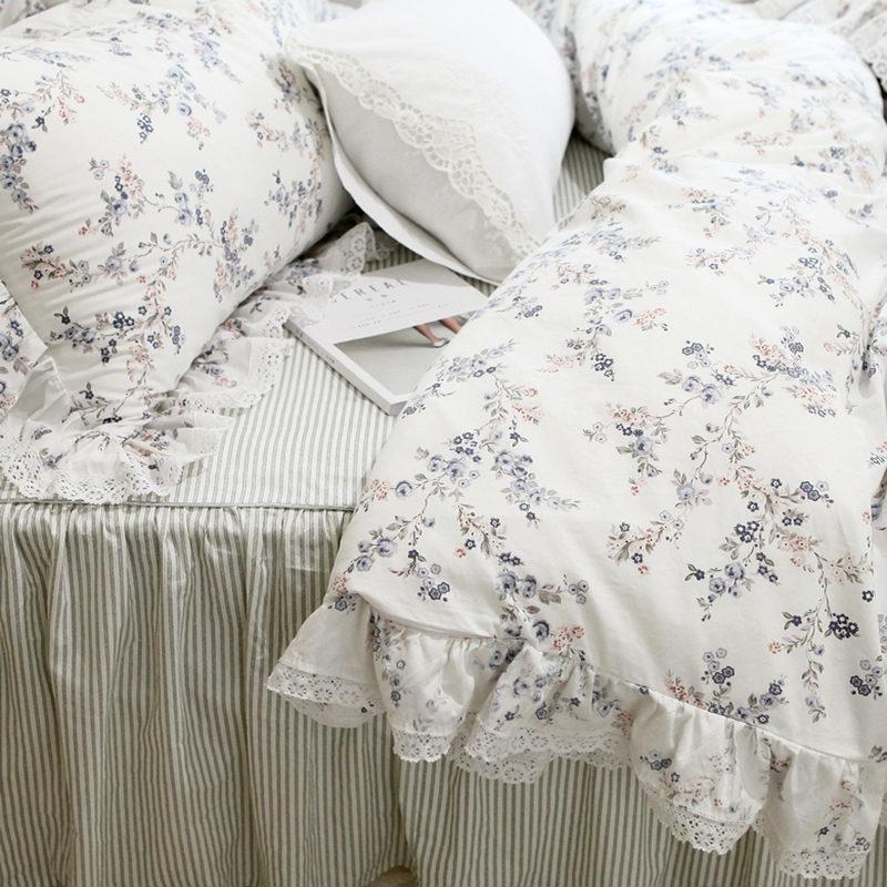 

New garden pastoral bedding set European embroidery ruffle lace duvet cover elegant bed skirt bedspread princess bed clothes1, Style 3