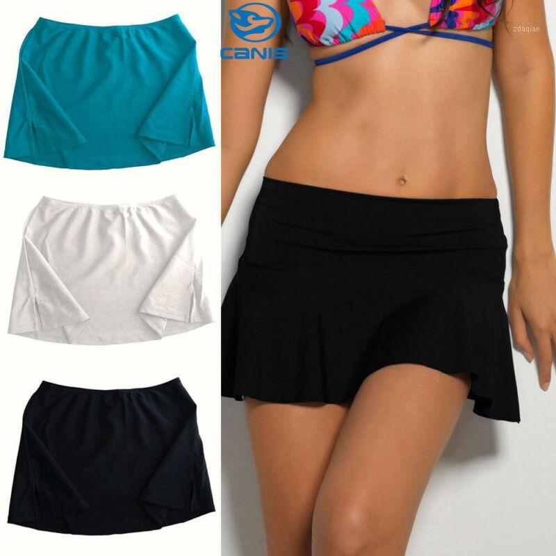 

Women Lady Swim Bikini Bottoms Monokini Beach Cover up(not pants) Soild Color Shorts Skirt Swimwear1, White