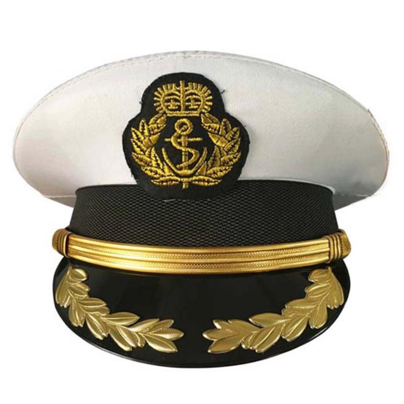 

Costume Hats Navy Officer Caps Adult Men White Hats, As pic