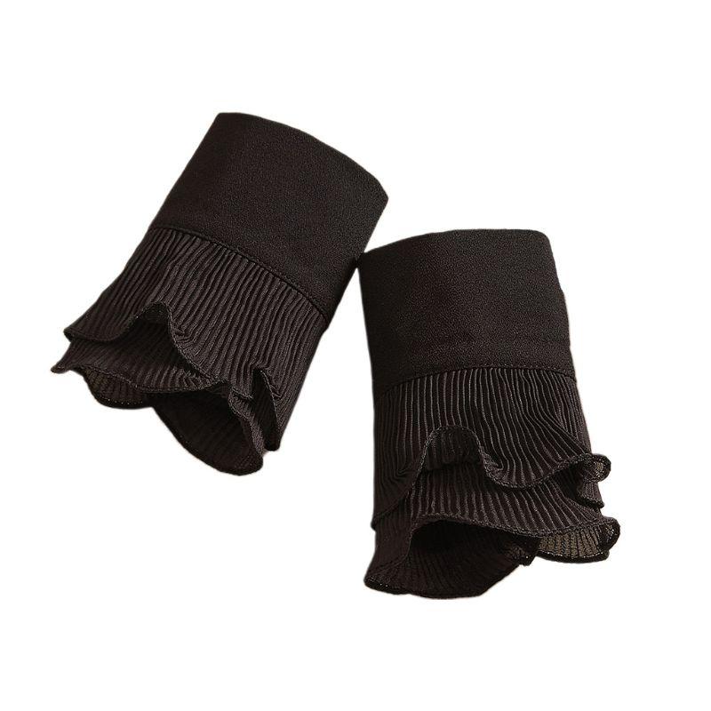 

Five Fingers Gloves Detachable Shirt Pleated Flare Sleeve False Cuffs Solid Color Layered Wristband Decorative Women Clothing Accessory