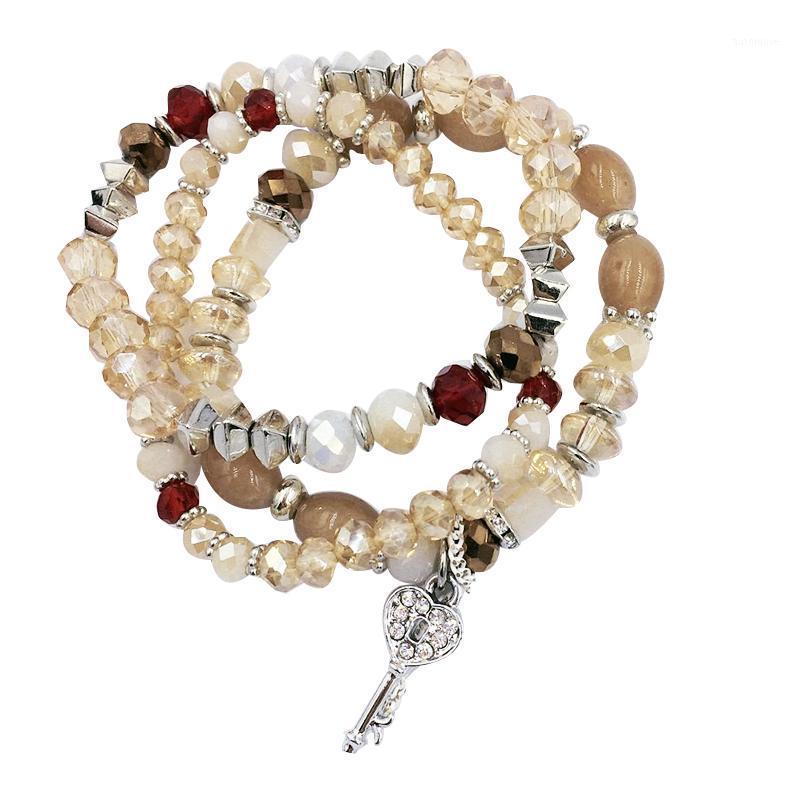 

3 Pcs/Set charm gold tassel chains nice new natural crystal charm Key bead stone bracelet set for woman 2020 jewelry factory new1