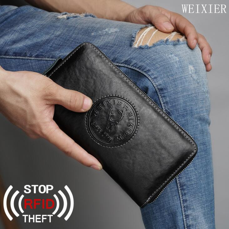 

Factory wholesale men bag fashion cowhide mens business hand clutch exquisite embossed storage wallet multifunctional anti-theft brush purses, Black(boutique box)