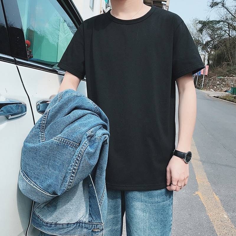

2019 Men T Shirt Casual Loose Short Sleeve Slim Men's Basic Tops Tees Summer Stretch Solid T-shirt Male Clothing White T Shirts, Burgundy