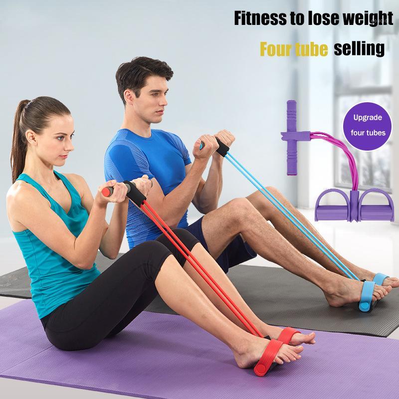 

2/4 tube multifunctional tension band resistance band latex pedal men and women sit up yoga tension fitness equipment1