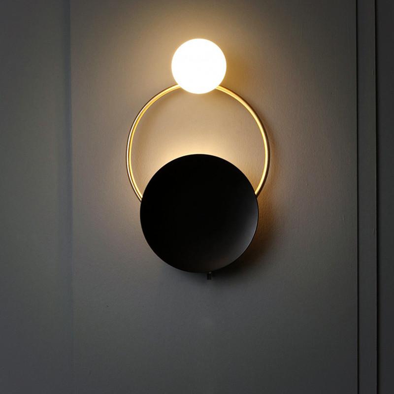 

Simple Bedroom Bedside Round LED Wall Lamp Art Brass Living Room corridor Restaurant Aisle Wall Lamp Sconce Lighting Fixture
